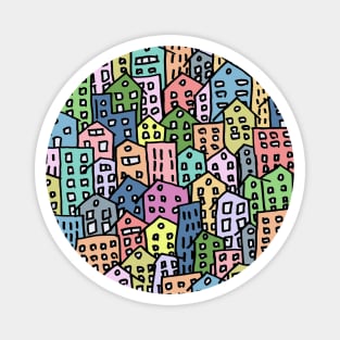 Crowded and colorful city Magnet